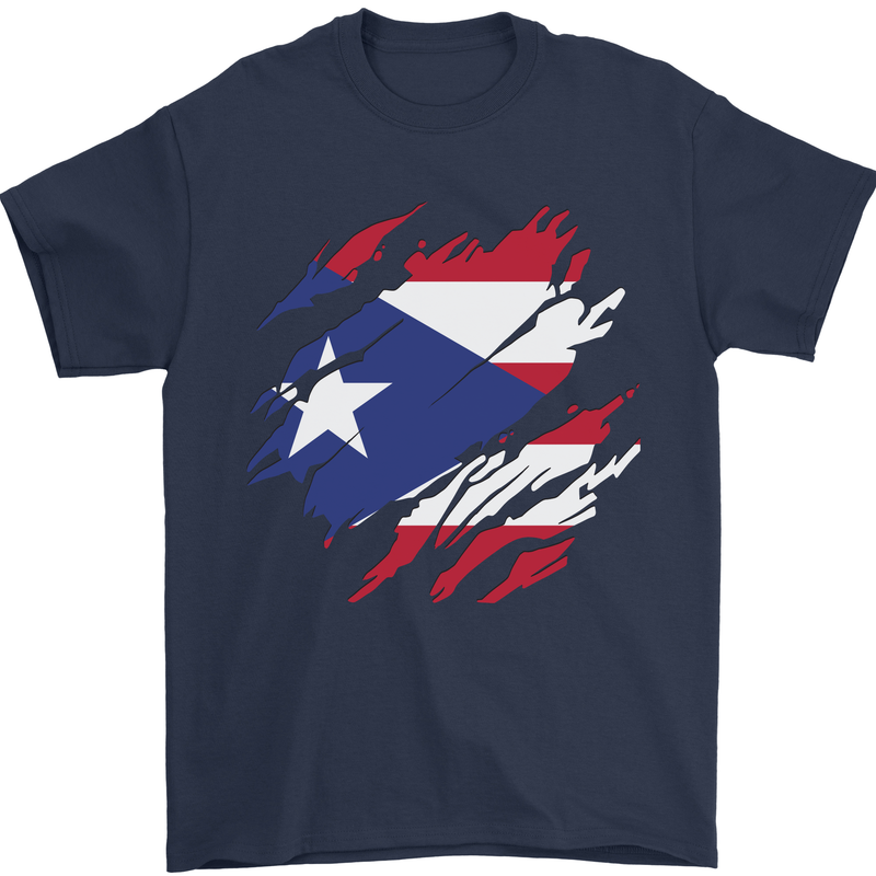 Torn Flag Pitcairn Islands Mens T-Shirt 100% Cotton Navy Blue