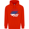 Torn Flag Puerto Rico Mens 80% Cotton Hoodie Bright Red