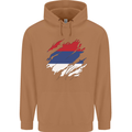 Torn Flag Puerto Rico Mens 80% Cotton Hoodie Caramel Latte