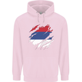 Torn Flag Puerto Rico Mens 80% Cotton Hoodie Light Pink