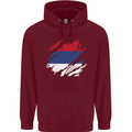 Torn Flag Puerto Rico Mens 80% Cotton Hoodie Maroon