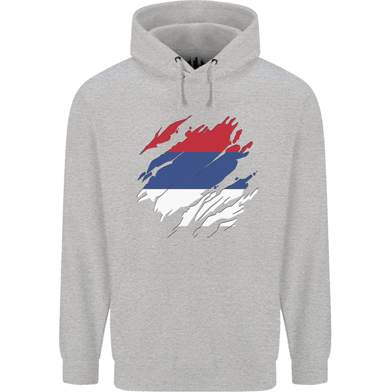 Torn Flag Puerto Rico Mens 80% Cotton Hoodie Sports Grey
