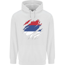 Torn Flag Puerto Rico Mens 80% Cotton Hoodie White