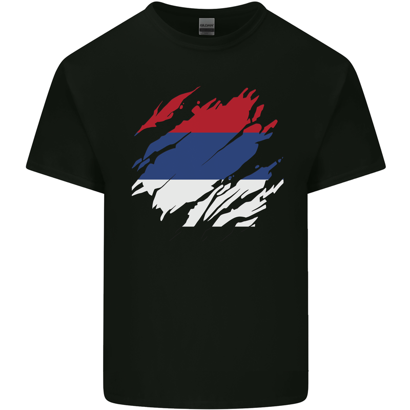 Torn Flag Puerto Rico Mens Cotton T-Shirt Tee Top Black