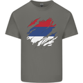 Torn Flag Puerto Rico Mens Cotton T-Shirt Tee Top Charcoal