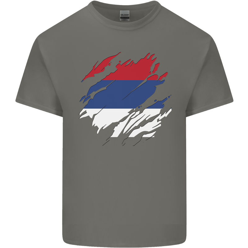 Torn Flag Puerto Rico Mens Cotton T-Shirt Tee Top Charcoal