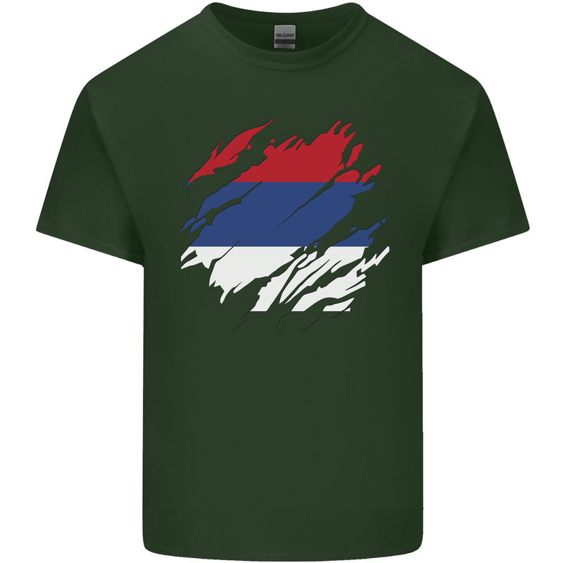 Torn Flag Puerto Rico Mens Cotton T-Shirt Tee Top Forest Green