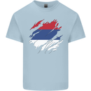 Torn Flag Puerto Rico Mens Cotton T-Shirt Tee Top Light Blue