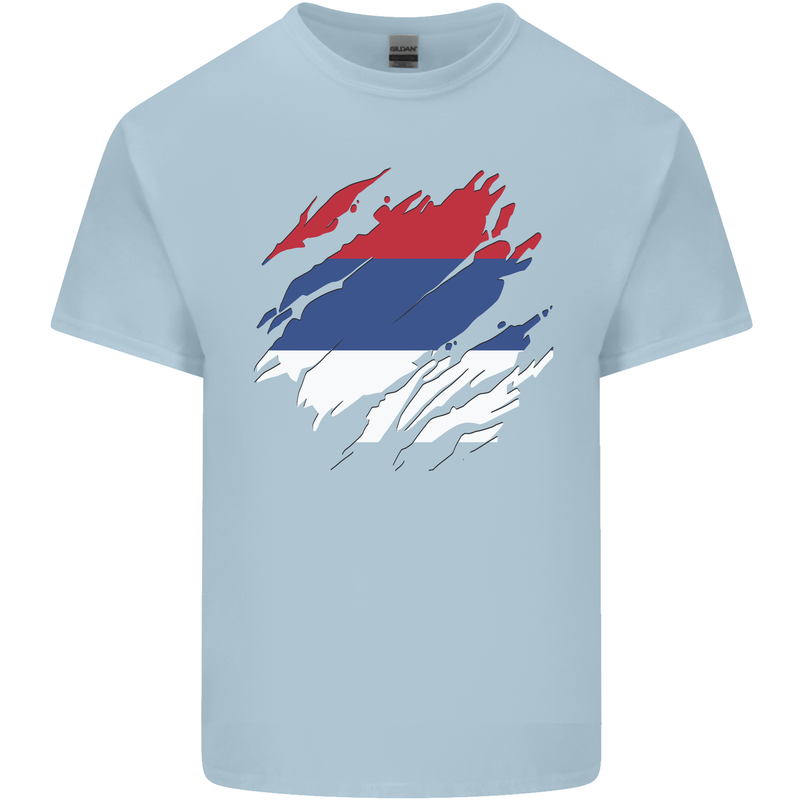 Torn Flag Puerto Rico Mens Cotton T-Shirt Tee Top Light Blue