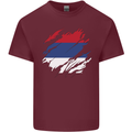 Torn Flag Puerto Rico Mens Cotton T-Shirt Tee Top Maroon