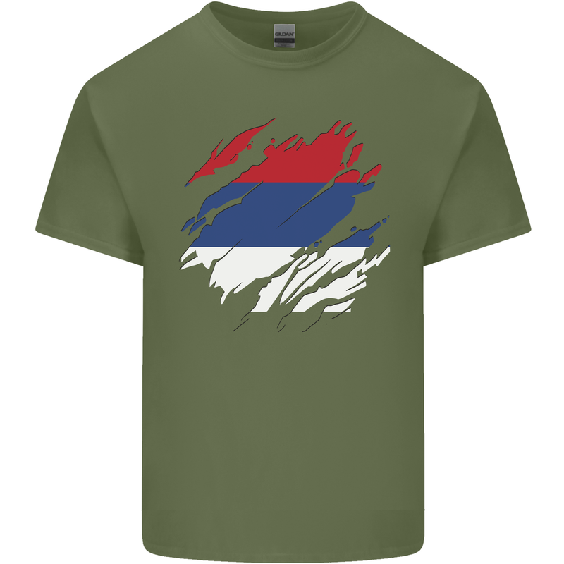 Torn Flag Puerto Rico Mens Cotton T-Shirt Tee Top Military Green