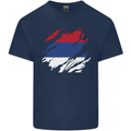 Torn Flag Puerto Rico Mens Cotton T-Shirt Tee Top Navy Blue