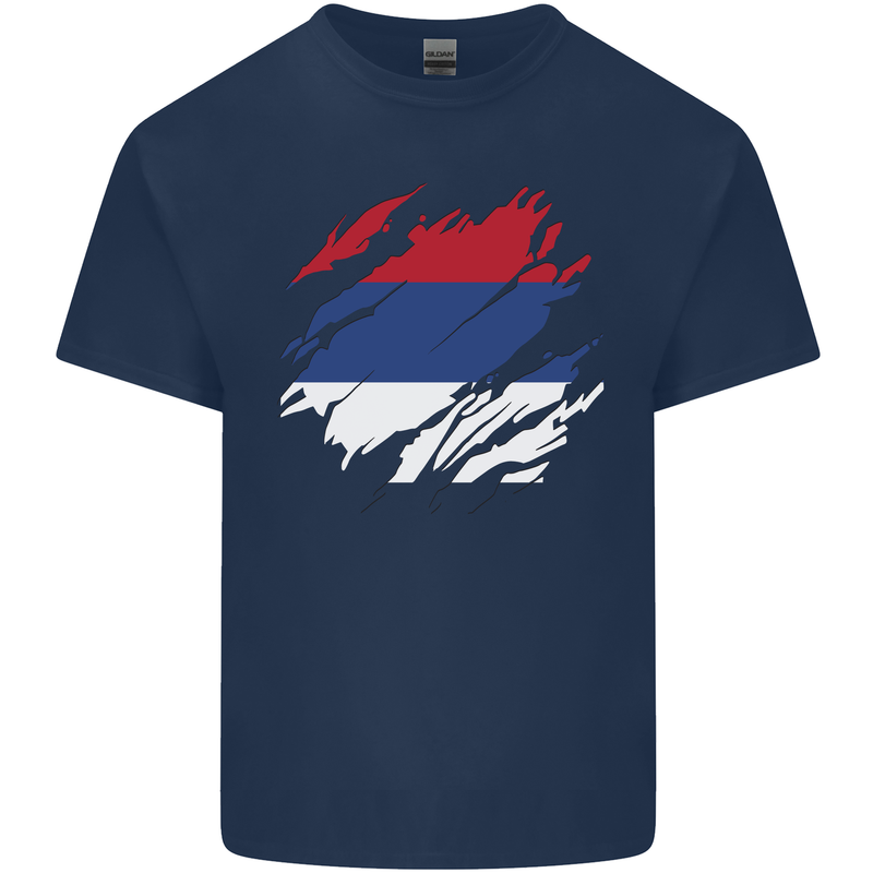 Torn Flag Puerto Rico Mens Cotton T-Shirt Tee Top Navy Blue