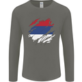 Torn Flag Puerto Rico Mens Long Sleeve T-Shirt Charcoal