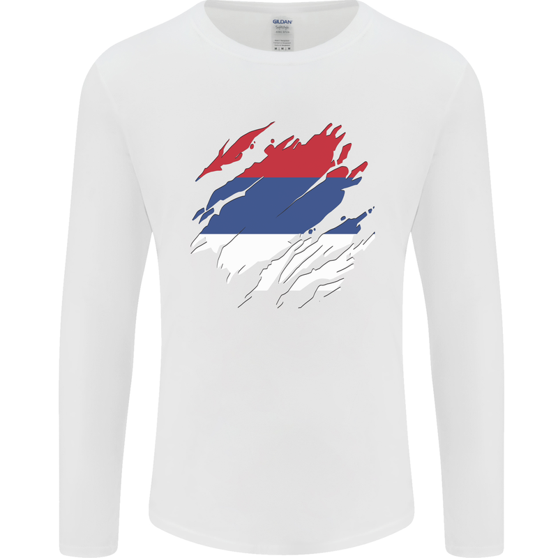 Torn Flag Puerto Rico Mens Long Sleeve T-Shirt White