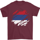 Torn Flag Puerto Rico Mens T-Shirt 100% Cotton Maroon
