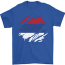 Torn Flag Puerto Rico Mens T-Shirt 100% Cotton Royal Blue