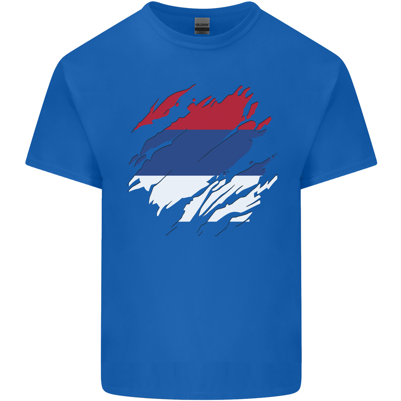 Torn Flag Republika Srpska Kids T-Shirt Childrens Royal Blue