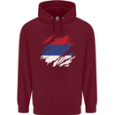 Torn Flag Republika Srpska Mens 80% Cotton Hoodie Maroon