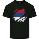Torn Flag Republika Srpska Mens Cotton T-Shirt Tee Top Black
