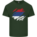 Torn Flag Republika Srpska Mens Cotton T-Shirt Tee Top Forest Green