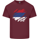 Torn Flag Republika Srpska Mens Cotton T-Shirt Tee Top Maroon