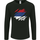 Torn Flag Republika Srpska Mens Long Sleeve T-Shirt Black