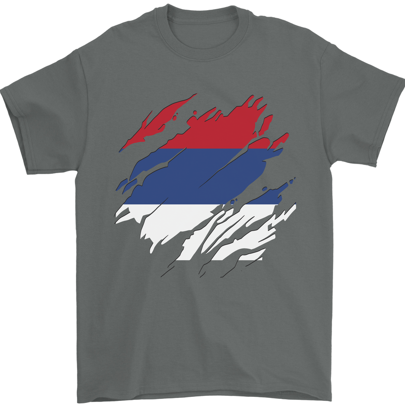 Torn Flag Republika Srpska Mens T-Shirt 100% Cotton Charcoal