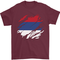 Torn Flag Republika Srpska Mens T-Shirt 100% Cotton Maroon