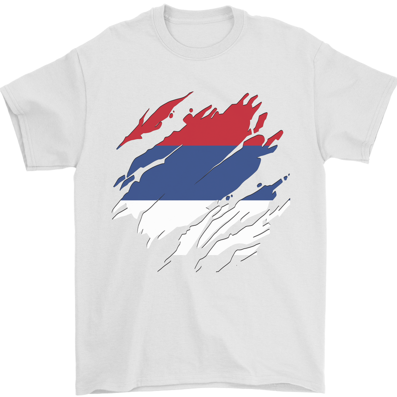 Torn Flag Republika Srpska Mens T-Shirt 100% Cotton White