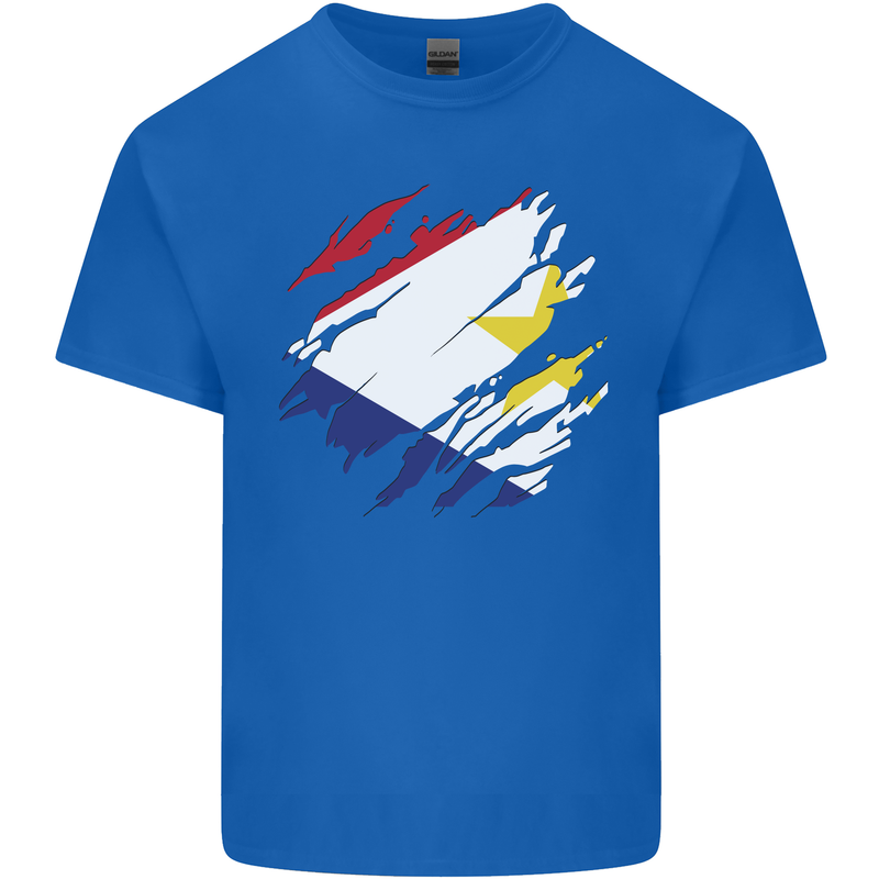 Torn Flag Saba Kids T-Shirt Childrens Royal Blue
