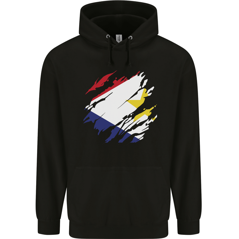 Torn Flag Saba Mens 80% Cotton Hoodie Black