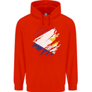 Torn Flag Saba Mens 80% Cotton Hoodie Bright Red