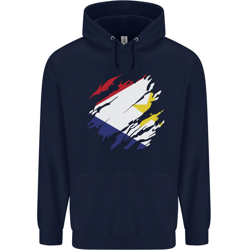 Torn Flag Saba Mens 80% Cotton Hoodie Navy Blue