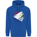 Torn Flag Saba Mens 80% Cotton Hoodie Royal Blue