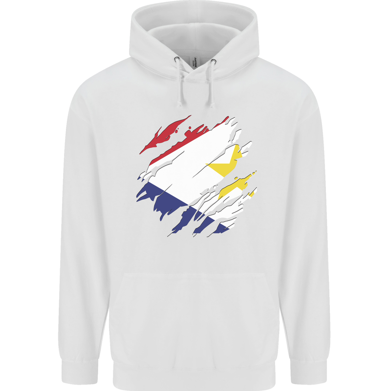 Torn Flag Saba Mens 80% Cotton Hoodie White