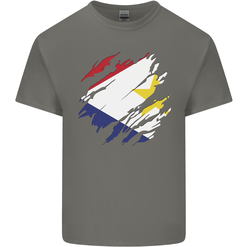 Torn Flag Saba Mens Cotton T-Shirt Tee Top Charcoal
