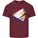 Torn Flag Saba Mens Cotton T-Shirt Tee Top Maroon