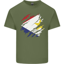 Torn Flag Saba Mens Cotton T-Shirt Tee Top Military Green