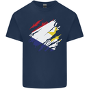 Torn Flag Saba Mens Cotton T-Shirt Tee Top Navy Blue