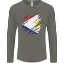 Torn Flag Saba Mens Long Sleeve T-Shirt Charcoal