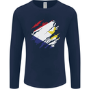Torn Flag Saba Mens Long Sleeve T-Shirt Navy Blue