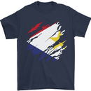 Torn Flag Saba Mens T-Shirt 100% Cotton Navy Blue