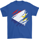 Torn Flag Saba Mens T-Shirt 100% Cotton Royal Blue