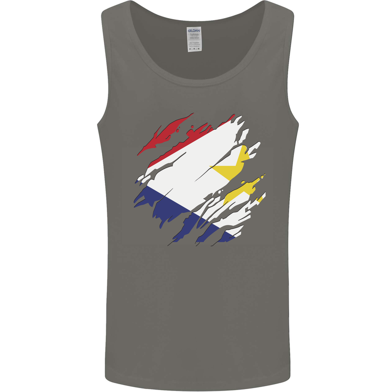Torn Flag Saba Mens Vest Tank Top Charcoal
