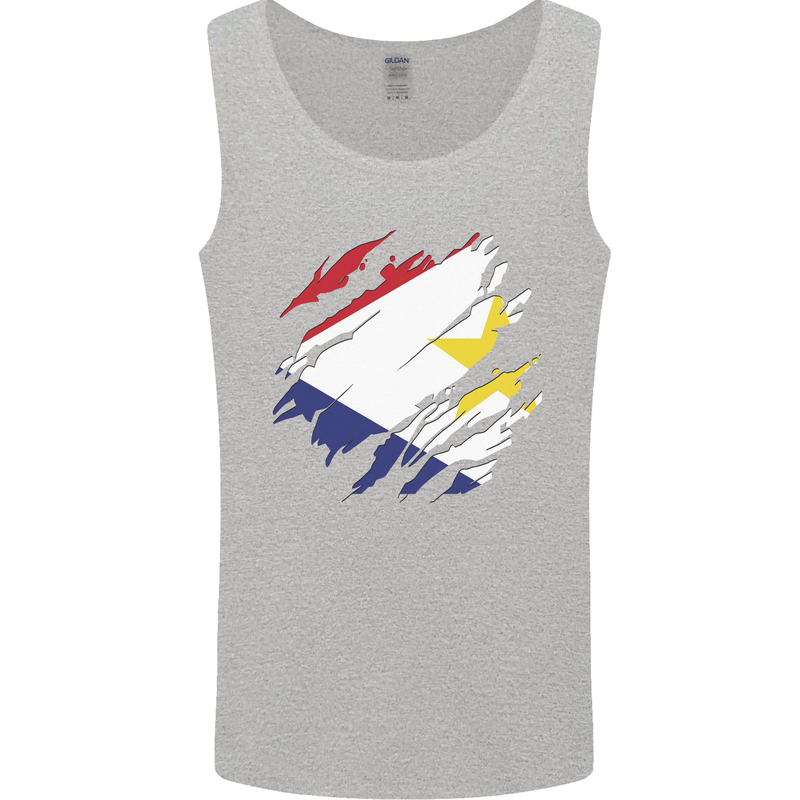 Torn Flag Saba Mens Vest Tank Top Sports Grey
