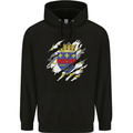 Torn Flag Saint Barthelemy Mens 80% Cotton Hoodie Black