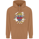 Torn Flag Saint Barthelemy Mens 80% Cotton Hoodie Caramel Latte