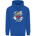 Torn Flag Saint Barthelemy Mens 80% Cotton Hoodie Royal Blue
