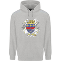 Torn Flag Saint Barthelemy Mens 80% Cotton Hoodie Sports Grey